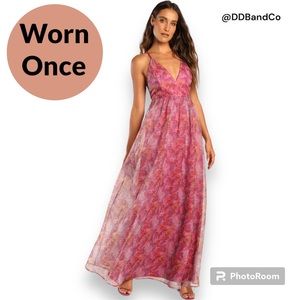 Bloom Wildly Magenta Floral Organza Maxi Dress